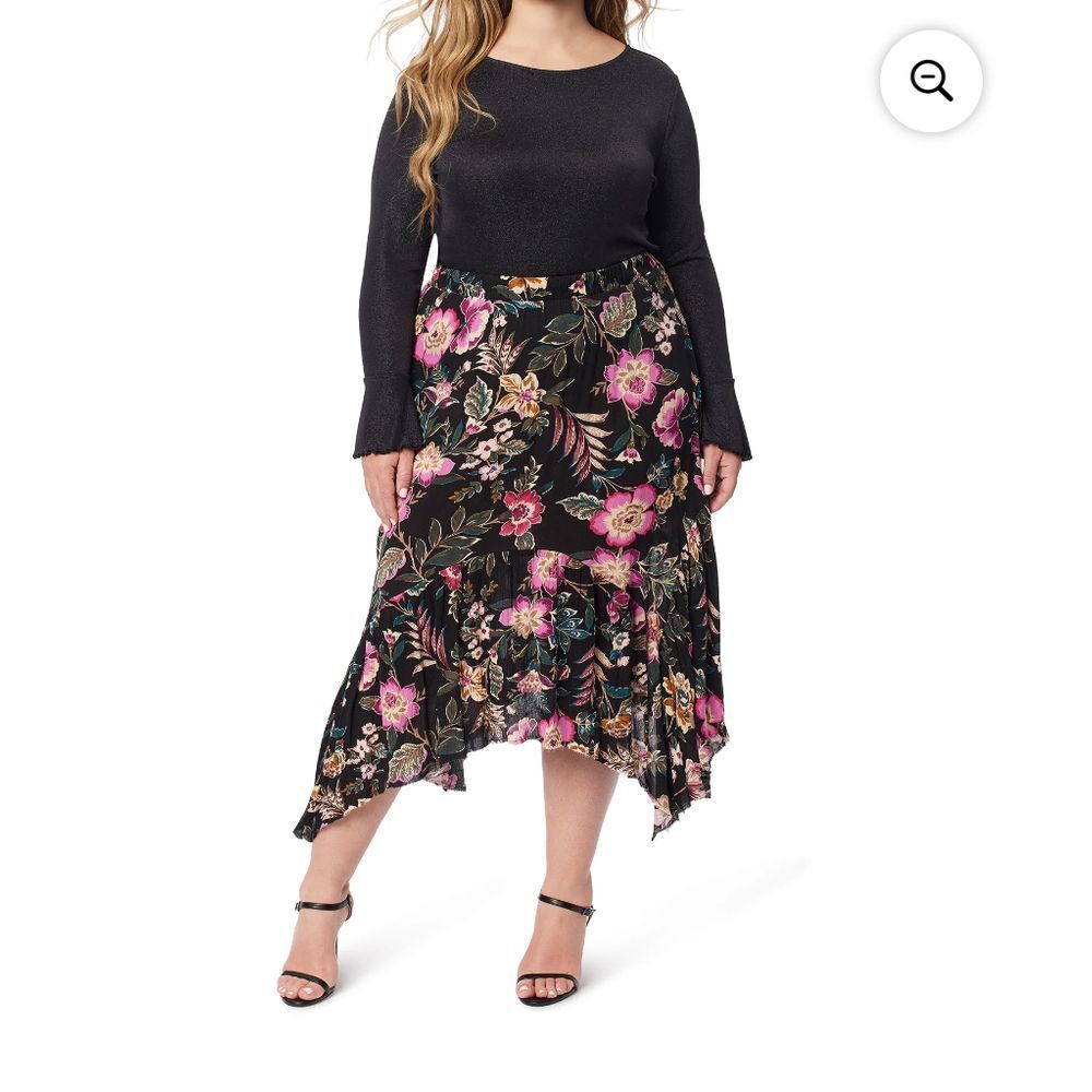 Jessica Simpson 2X Plus AssymetricqalFloral Midi Tiered Bohemian Chic Whimsical
